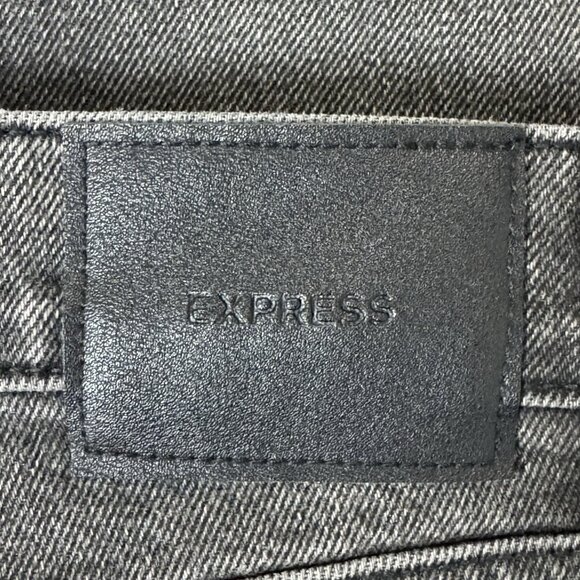 Express Jeans Womens 12R Black Wide Leg High Rise Stretch Distressed Raw Hem - Picture 3 of 13